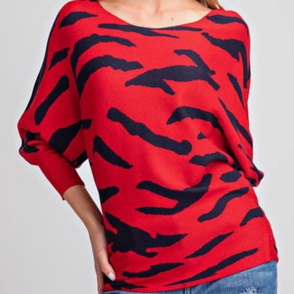 *NEW* BOAT NECK ZEBRA SWEATER - Picture 2 of 4